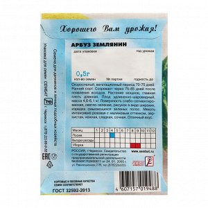 Семена Арбуз "Землянин", 0,5 г