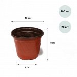 Горшок для рассады, 500 мл, 10 ? 7 ? 8 см, терракотовый, Greengo