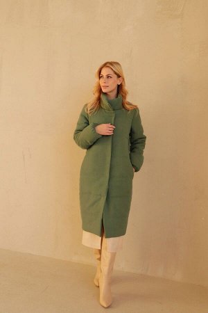 Пальто стёганое Premium Аlpolux в приглушённом зелёном