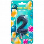 1502-5789 Свеча - цифра &quot;Грань синяя, блеск 2&quot;, 7 см