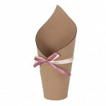 300/4Кнс Декоративная корзина &quot;Конус с бантом&quot;, капучино, 23*11*6 см