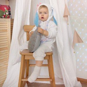 Карнавальный костюм для малышей «Зайчик с голубыми ушами», велюр, хлопок, рост 74-92 см