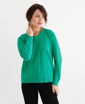 Пуловер с галочками зелёный