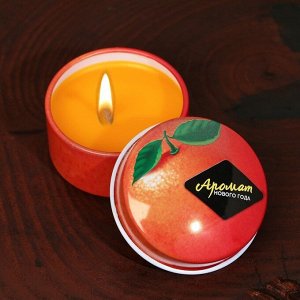 Новогодняя свеча в железной банке «Апельсин», аромат ваниль, диам. 4,8 см