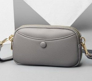 Мягкая маленькая сумка- клатч из натуральной кожи, серый
