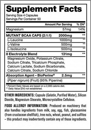 Аминокислоты BCAA MUTANT 500мг. - 400 капс.