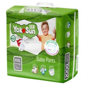 Одноразовые детские подгузники-трусики YokoSun Eco размер XXXL (20-30 кг) 24 шт