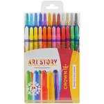Карандаши восковые 24 цв. Crown «ArtStory», выкручивающийся стержень, ПВХ, европодвес