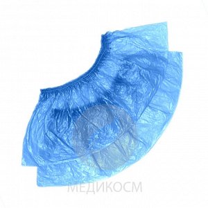 MEDICOSM Бахилы полиэтиленовые, с двойной резинкой, голубые, 3,3 гр. пара, 50 пар. в упаковке, Россия