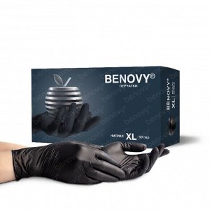 BENOVY Nitrile MultiColor BS, перчатки нитриловые, черные, XL, 50 пар в упаковке