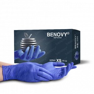 BENOVY Nitrile MultiColor BS, перчатки нитриловые, сиренево-голубые, XS, 50 пар в упаковке