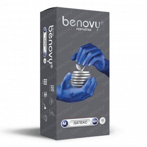 BENOVY Latex High Risk, перчатки латексные, повышенной прочности, синие, M, 25 пар в упаковке