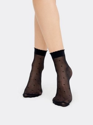 Женские высокие носки из полиамида черного цвета в горошек (1 упаковка по 5 пар)