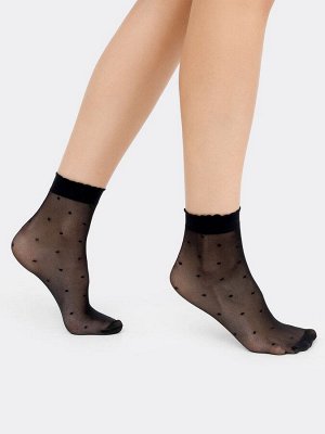 Женские высокие носки из полиамида черного цвета в горошек (1 упаковка по 5 пар)