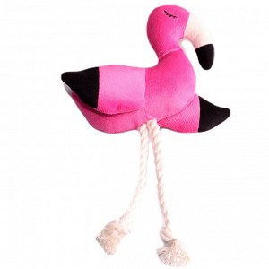 Игрушка Mr.Kranch для собак мелких и средних пород Фламинго с канатом и пищалкой 24х13,5х6см, персиковый