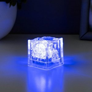 Фигурка светящаяся RISALUX «Льдинка» LED-ночник водный, от батареек 3xAG3, 2.6x2.6x2.7 см, МИКС