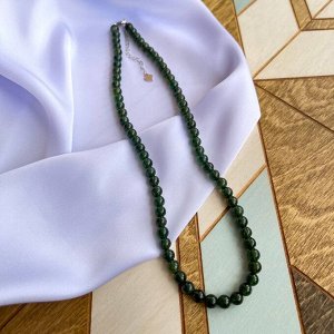 Бусы из Апатита зеленого с эффектом кошачьего глаза
