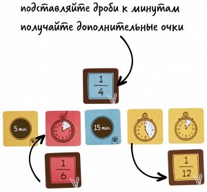 Частики Выучить дроби легко. Образовательная игра на дроби. Карточная игра на определение времени.

Самый необычный и эффективный способ понять дроби!
Складывайте минуты в цепочки, чтобы собрать полны