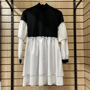 Платье женское, мини, черно-белое/Офисное женское платье/Коктейльное женское платье