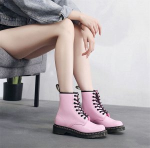 Ботинки женские на шнурках, цвет розовый