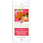 шоколад CHOCOYOCO Milk 32% ALMONDS &amp; RASPBERRY 175 г 1/14