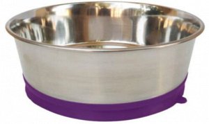 Миска металлическая на резинке утяжеленная 900мл с фиолетовой присоской