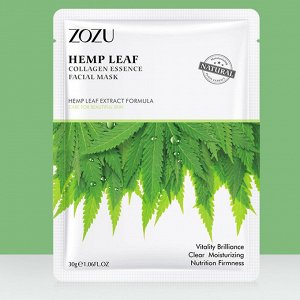 Тканевая маска с маслом конопли и коллагеном «Zozu Hemp Leaf Collagen», 30 г