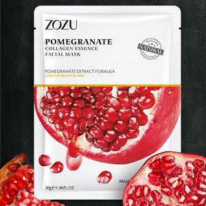 Тканевая маска для лица с экстрактом граната и коллагеном «Zozu Pomegranate Collagen», 30 г