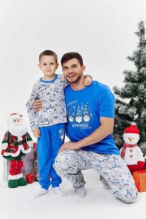 Костюм Варианты расцветки: синий
Ткань:  кулирка, Состав: 100% хлопок
Костюм детский для мальчиков из кулирного полотна состоит из кофты и брюк. Кофта прямая, горловина круглая, обработана окантовкой,