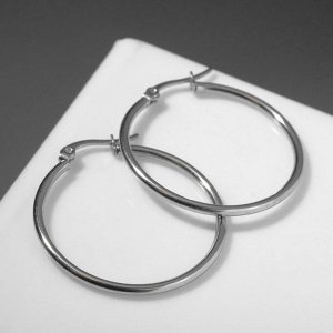 Серьги-кольца "Стальные", цвет серебро, d=3,5 см