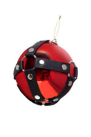 Новогодний шар Pecado BDSM, с клепками, глянцевый, красный, 10 см
