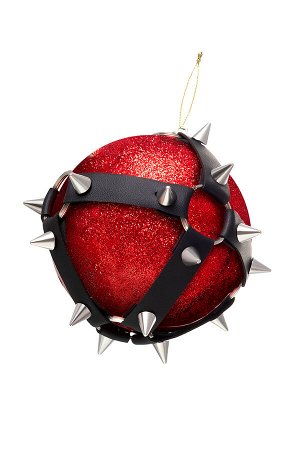 Новогодний шар Pecado BDSM, с шипами, матовый, красный, 10 см