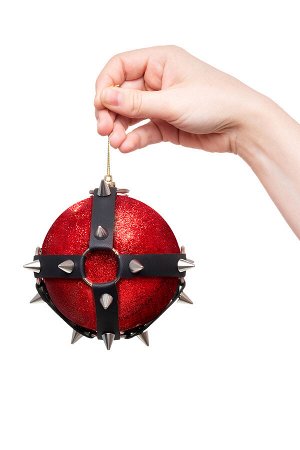 Новогодний шар Pecado BDSM, с шипами, матовый, красный, 10 см