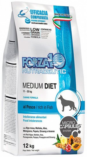 Сухой диетический корм Forza 10 Medium Diet Pesce для взрослых собак средних пород Рыба. 12 кг. Супер премиум. Италия