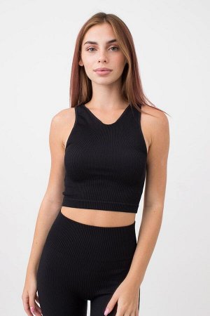 HALTER TOP RIB (Giulia) бесшовный топ с высоким круглым вырезом и широкими бретелями в "рубчик"