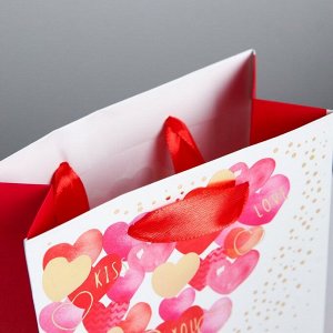 Пакет подарочный ламинированный вертикальный, упаковка, I love you, S 12x15x5.5 см