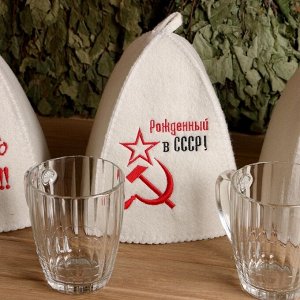 Набор Кружка СССР + шапка для бани МИКС