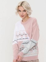 Джемпер женский 9232-94004        150/193/435/501 розовый жемчуг/св.серый меланж/антрацит/белый