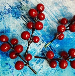 Декоративная Ветка с ягодой, цв.Красный