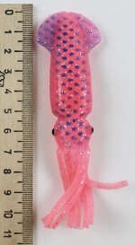 Октопус 5.0&quot; (каракатица, 1шт, розовый плотный с синими точками и блестки)