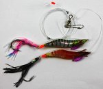 Снасть на треску, терпуга Fish King Cod Squid Rig III 7/0 (2.1м, 0,81мм, 2x7/0, Mix #3)
