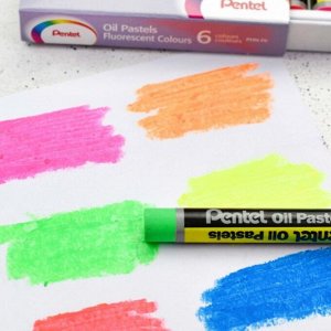 Пастель масляная, 6 цветов Pentel, флуоресцентная