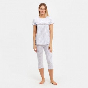 Комплект женский (футболка, бриджи) цвет белый/дымчатый