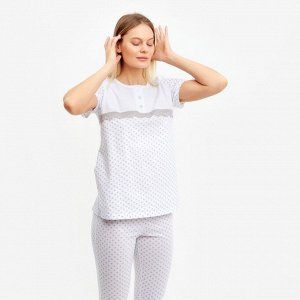 Комплект женский (футболка, бриджи) цвет белый/дымчатый