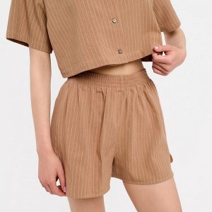 Пижама женская (рубашка и шорты) KAFTAN "Полоска", охра