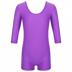 Купальник гимнастический Grace Dance, с шортами, с рукавом 3/4, цвет фиолетовый