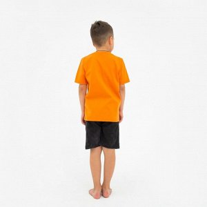 Костюм для мальчика (футболка, шорты) KAFTAN "Trendy" размер 34 (122-128), цвет оранжевый