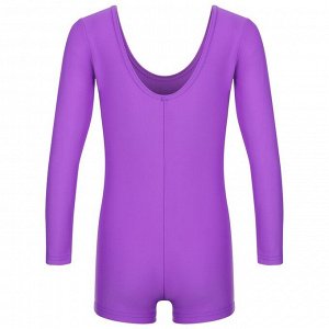 Купальник гимнастический Grace Dance, с шортами, с длинным рукавом, цвет фиолетовый