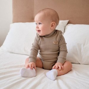 Боди-водолазка детская MINAKU, серо-бежевое.