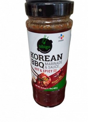 Соус для БУЛЬГОГИ острый и пряный 480 г (KOREAN BBQ Marinade & Sauce HOT & SPICY bibigo) Ю.Корея CJ CheilJedang